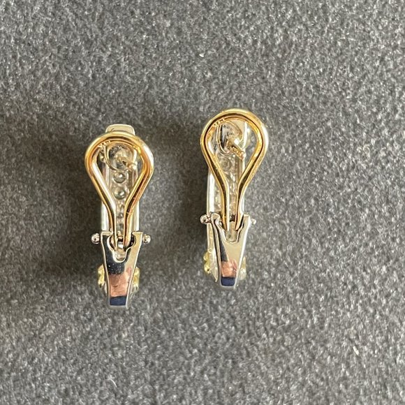 14K White/Yellow Gold Diamond Earrings - Picture 8 of 9